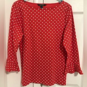 Women’s XL red blouse with white polka dots Lauren Ralph Lauren blouse